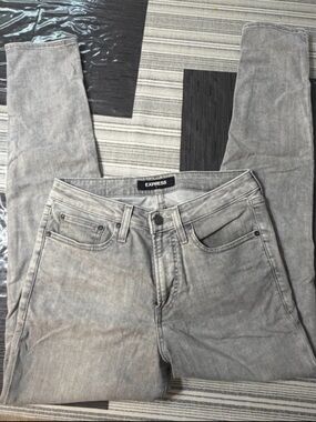 Express Men's Light Gray Skinny Jeans